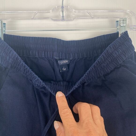 J.Crew Linen-Cotton Blend Navy Blue Drawstring Casual Pull On Pants Size 2 - Picture 10 of 16